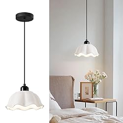 Mini Ceramic Pendant Light Retro White Wave