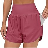 THE GYM PEOPLE Women’s High Waist Running Shorts with Liner Athletic Hiking Workout Shorts Zip Pockets