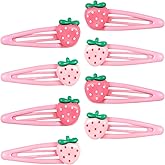 Ymapinc 8Pcs Strawberry Hair Clips for Women, Pink Kawaii Resin Snap Barrettes, Non-Slip Cute Hair Accessories Gift for Girls Teens