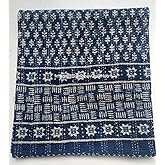 Blue Indigo Print Cotton Handmade Handblock Quilted Blanket Indian Cottodspread Kantha Indigo Print Beork Bohemian Bed Decor Block Throw Blanket Twin/King/Queen (Twin 60X90 inches)