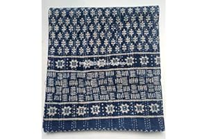 SAMBHAV QUILT HUB Blue Indigo Print Cotton Handmade Handblock Quilted Blanket Indian Cottodspread Kantha Indigo Print Beork Bohemian Bed Decor Block Throw Blanket Twin/King/Queen (Twin 60X90 inches)