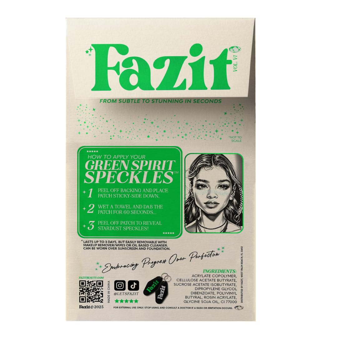 Fazit Makeup Patches - Green Speckles - Glow Up Make-Up Patches - Cute Glitter Makeup Accessories for Women - Cosmetic Glitter for Face
