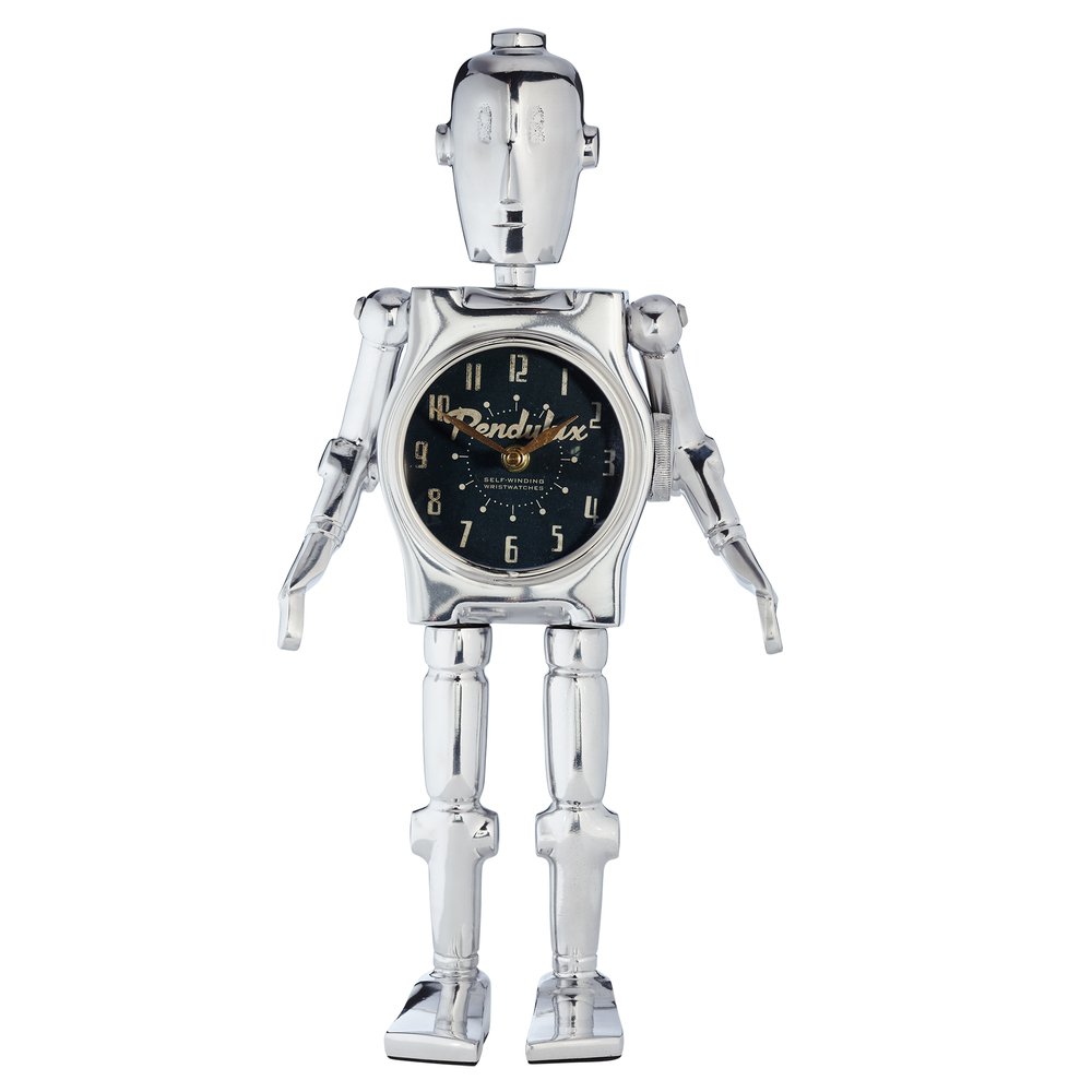 Pendulux Robot Polished Aluminum Table Clock Amazon.co.uk Kitchen & Home