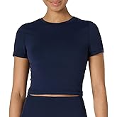 Amazon Essentials Women's Active FormFlex Buttery Soft Short Sleeve Slim Fit Crop Layering Workout Top