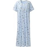 Keyocean Women Nightgowns, Soft 100% Cotton Lightweight Short Sleeve Night-dresses for Ladies