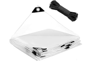 AULOCK 6.6x13 FT Clear Tarp Heavy Duty Waterproof for Patio Winterizing - 5 mil Anti-Tear Snowproof & Windproof Clear Plastic Tarps with Grommets for Winter Garden Patio Enclosure Chicken Coop