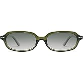 Appassal Retro Rectangle Sunglasses for Women Men Trendy Small Narrow Square Sunnies AP3729,Green/Grey Green
