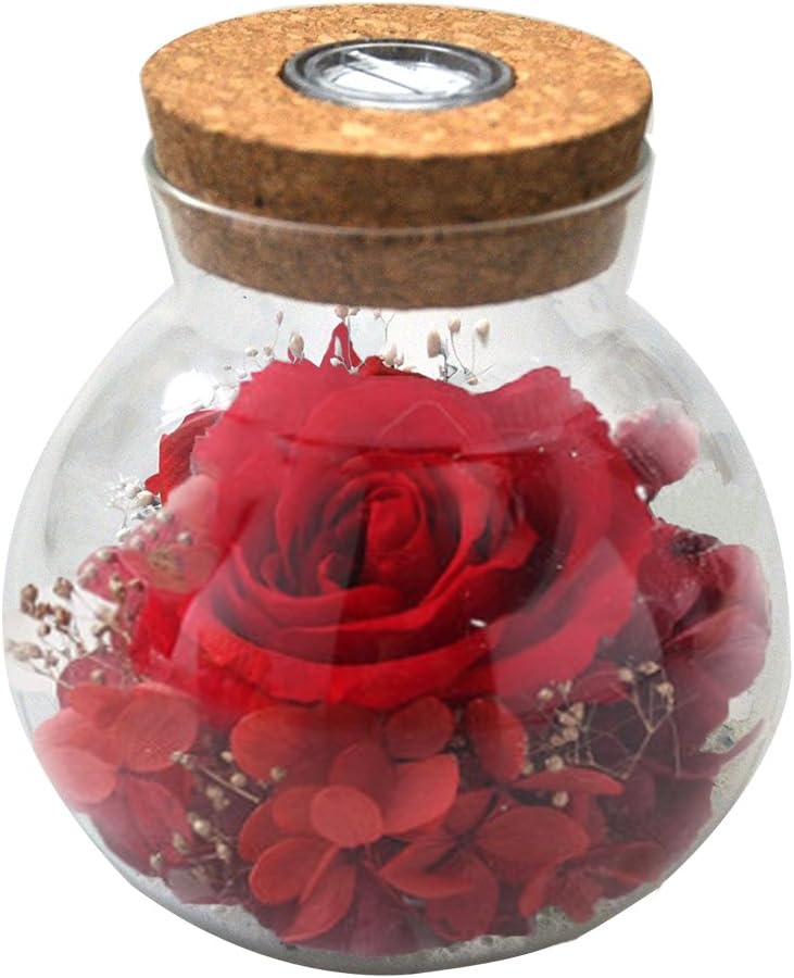 JHDLY Eternal Flowers Wishing Bottle Preserved by Real Rose with Colorful led Mood Light for Bedroom Party Table Decor Centerpieces Decorations Crafts Gifts for Women, Gift for Valentine's Day Mother