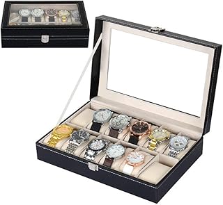 Uhrenbox 12 Uhren Uhrenkoffer Schaukasten Uhrenkasten Uhrenvitrine für 12 Uhren aus kunstleather uhrenbox Herren Damen