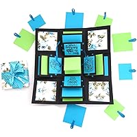 Crack of Dawn Crafts 3 Layered Happy Explosion Box Blue Floral (Birthday) (No Photos)