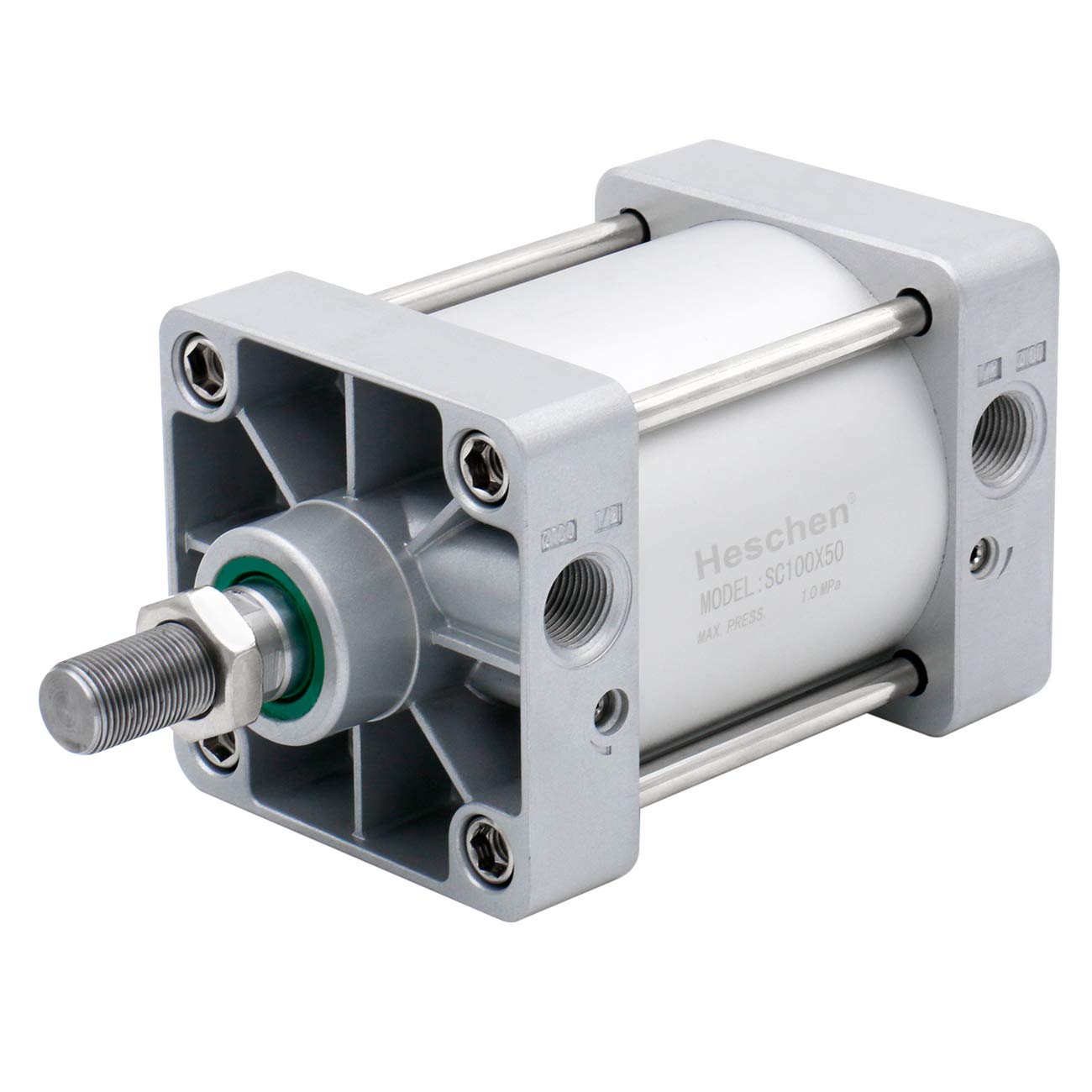 Heschen Pneumatic Standard Air Cylinder, SC 100-50, PT1/2'' Port, 100mm Bore, 50mm Stroke, Double Acting (50mm stroke)