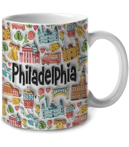 Prague City Skyline Mug - Two Tone Blue 11oz Ceramic Travel Souvenir Cup