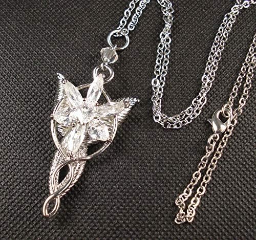 Womens Lord of The Ring Arwen Evenstar White Gold Plated Necklace Pendant Y39