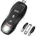 QBUC for Porsche Key Fob Cover,3-Piece Painted Key Shell Compatible with Porsche Cayenne Panamera Macan 911 Boxter Cayman (Black)
