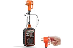 EyGde 30 Amp to 50 Amp RV Adapter with Surge Protector - Upgraded Patented NEMA TT-30P Male to 14-50R Female Plug, RV Circuit Analyzer Power Protection with Waterproof Cover for 50Amp Camper Trailer