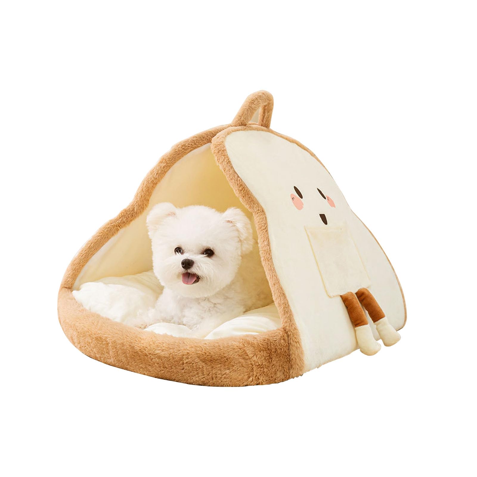Galatée Cat Bed, Cat Beds For Indoor Cats, Washable Cat Cave Bed House Cozy Cat Hideout, Cute Cat House, Toast-Shaped Cat House(M, Brown)