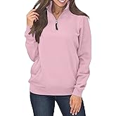 Samefar Womens Warm Cozy High Neck Long Sleeve Solid 1/4 Zip Pullover Sweatshirts with Pockets