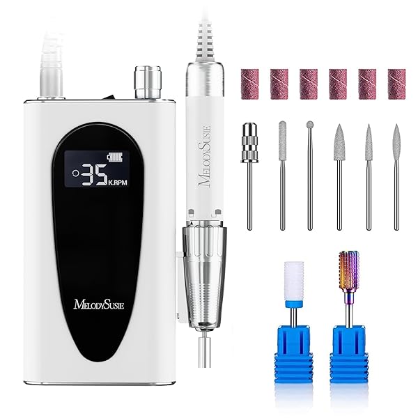 MELODYSUSIE PROFESSIONAL CLIP-ON HIGH-EFFICIENCY NAIL DRILL, MM400C 35000RPM RECHARGEABLE ELECTRIC FILE WITH LIGHTWEIGHT HANDPIECE FOR ALL MANICURE SHAPING, POLISHING, GEL REMOVAL & SALON USE