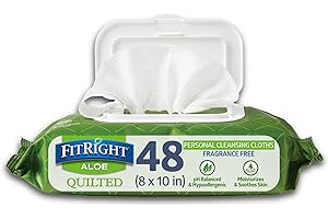 MEDLINE FitRight Aloe Fragrance-Free Quilted Wet Wipes, Soft Pack with Flip Top, 8 x 12 Inches, Pack of 48 Wipes