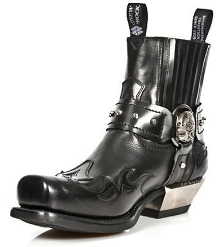 Amazon.com | New Rock 7960-S5 Embossed Vintage Black, Red Leather