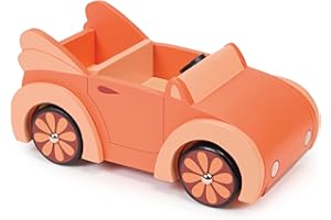 Mentari Toys - Dolls House Car - Classic Wooden Doll House Car Toy - Pretend Play Car with Moving Wheels - Doll House Accesso