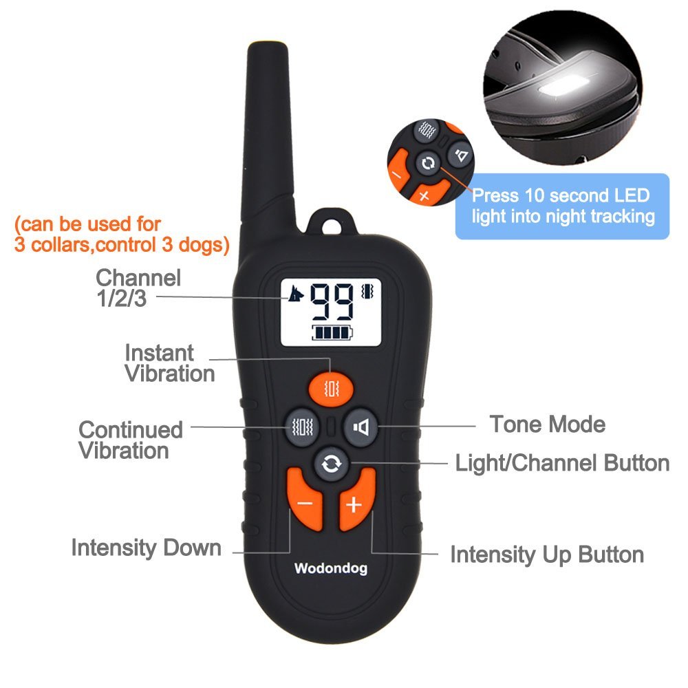 Dog Training Collar Remote – Rechargeable Waterproof Collar Receiver Training Devices with Beep Vibration for All Size Dogs Pet Trainer, Tracking Night Light, 550 Yards Remote Range, Light LCD Screen
