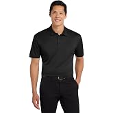 Port Authority Unisex Silk Touch Performance Polo | Short Sleeve Collared Shirt for Men &amp; Women, 3 Button Placket, Self Fabric Collar, Set In Open Cuff Sleeves, Moisture Wicking