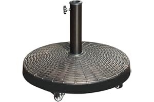 COBANA Patio Umbrella Base, Heavy-Duty Stand Resin Weights with Wheels for Outdoor Market Umbrella, 52lbs, Bronze