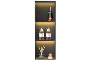 Bernkot Led Shower Niche with RGB Light 36" X 12" Matte Black 304 Stainless Steel Shower Niche with 3-Tiers Shelves Waterproof No Tile Needed Recessed Niches Shower for Bathroom Storage