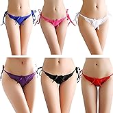 HTRUIYA G String Thongs for Women Adjusted Side Tie Panties Lace Seamless Thong Solid Color Tanga
