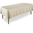 Lann's Linens - 60" x 102" Premium Tablecloth for Wedding/Banquet/Restaurant - Rectangular Polyester Fabric Table Cloth - Beige