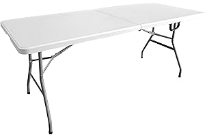 Techni Home 6 FT Granite White Folding Table with Easy- Carry Handle – Premium 6 Foot Folding Table Ideal for Camping, Picnic, Party or Home Use