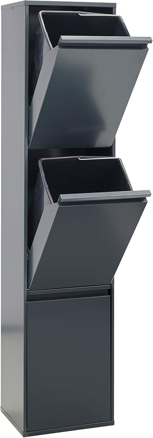 Arregui Basic Rubbish Bin for Waste Collecting with Buckets Steel Cabinet for Differentiated Waste 3 Drop-Down Doors - Image 3