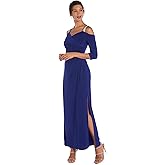 R&M Richards Womens Draped in Glamour Evening Dress