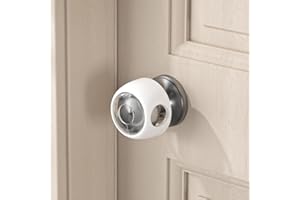 SAFELON 4 Pcs Transparent Safety Door Knob Covers for Toddler, Childproof Door Locks, Easy to Install (Clear-White)