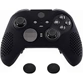 eXtremeRate PlayVital Black Soft Anti-Slip Silicone Cover Skins, Controller Protective Case for New Xbox One Elite Series 2, Xbox Elite 2 Core with Thumb Grips Analog Caps