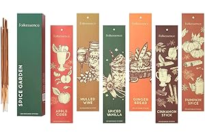 Folkulture Incense Sticks | Set of 6 (120) Fall Incense Sticks with 45 Mins Burn Time | Non Toxic Pumpkin Spice Inscents, Organic Vanilla Incenses | Slow Burning Fall Scents for Home | Fall Essentials