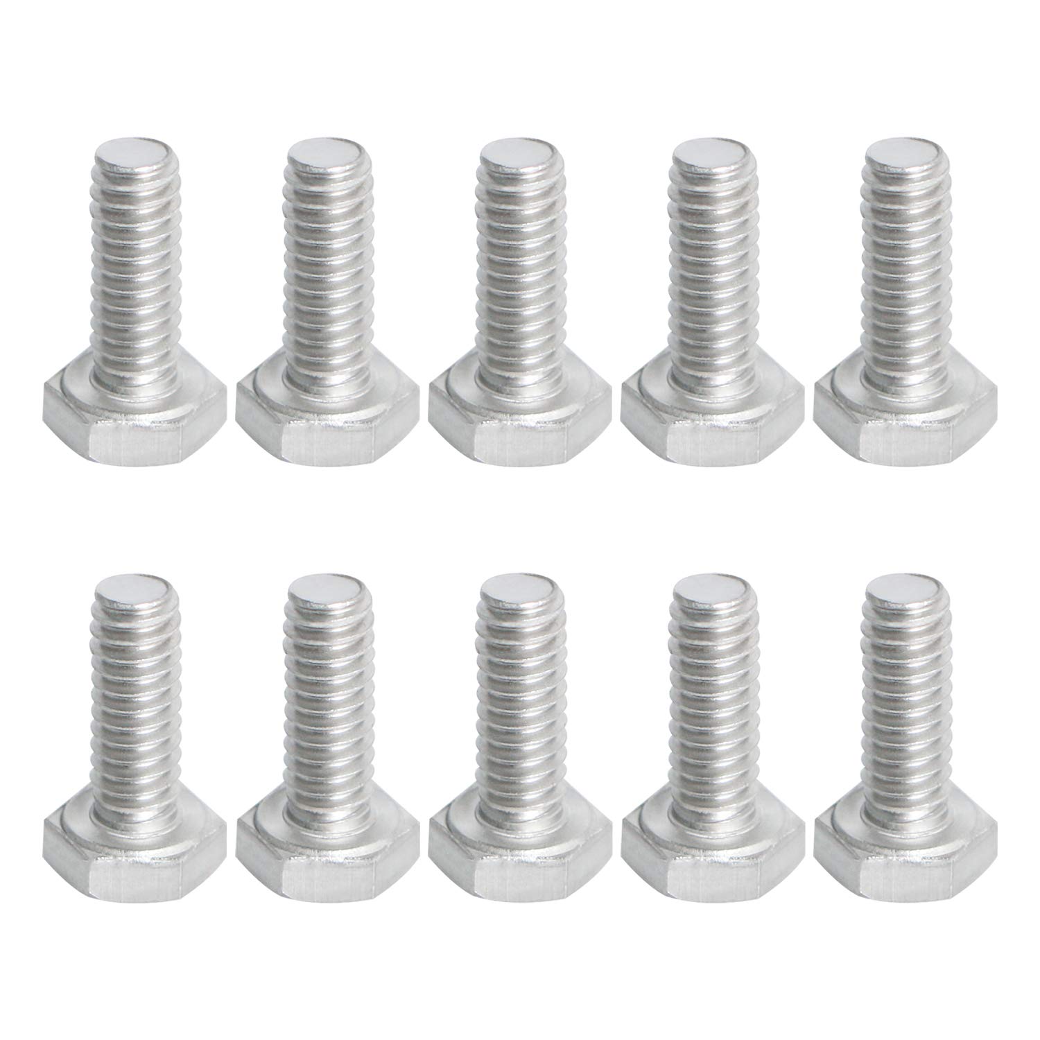 Aopin 1/4"-20 x 5/8" Hex Head Bolts Screws 304 Stainless Steel, A2-70 Fasteners Fully Machine Threaded SUS304 10 Pcs