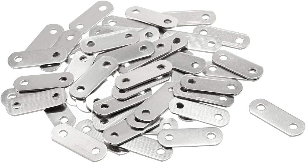 Sourcingmap Repair Plate, 23mmx8mm, Flat Fixing Mending Corner Brace Bracket Connector, Pack of 50, Silver, 23mm x 8mm