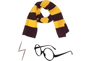 Black and Gray Striped Scarf, Gryffindor-Inspired, Embroidered Emblem, Perfect for Halloween, Wizard-Themed Parties, and Cosp