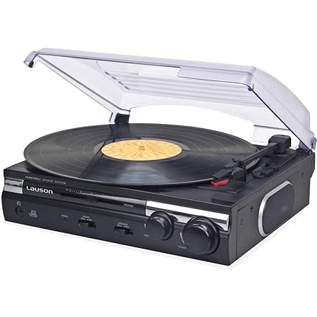 LAUSON CL611 Plattenspieler mit Lautsprecher, USB Digitalisieren Vinyl-To-MP3 (Schwarz)