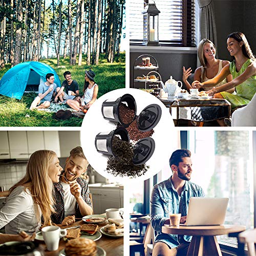 Reusable K Cups For Keurig 2.0 and 1.0 Brewers, Refillable K Cups for Keurig, Reusable Coffee Pods Keurig Coffee Filters 4pcs with Coffee Brush and Spoon, Eco Friendly (Set of 6pcs)