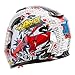 Graffiti Street Art Gloss White Dual Visor Full Face Motorcycle Helmet DOT (Large)