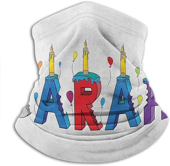 Amazon フェイスバンダナサラ 男女兼用 アウトドア フェスティバル スポーツのお祝い お祝い 誕生日 女の子 名前 レタリング カラフルな文字と風船 10 X 12インチ マルチカラー 服 ファッション小物 通販