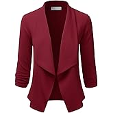 EIMIN Women's 3/4 Sleeve Blazer Open Front Office Work Cardigan Jacket (S-3XL)