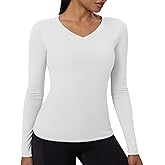 OVIYEGAIN V Neck Compression Shirt Women Long Sleeve Cool Dry Workout Gym T-Shirt Athletic Yoga Running Tops