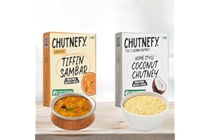 Chutnefy Coconut Chutney & Tiffin Sambar | Pack of 2 * 2.6oz (Dry) | Serves 4 - 5 Each | Ready to Eat Instant Chutney - Just Add Water | No Artificial Stuff | Zero Artificial Ingredients