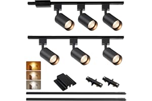 Hiiglxii 3-Color 6-Light LED Track Lighting Kit with 6.6FT H Track Lighting Rails & Canopy Connector, GU10 Dimmable Track Lig