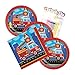 Flaming Fire Truck Theme Plates and Napkins Serves 16 With Birthday Candles