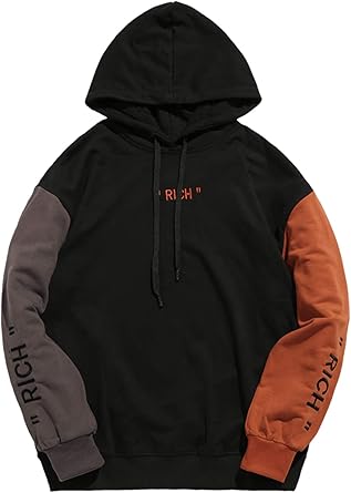 Color block pullover hooded sweat Outlet